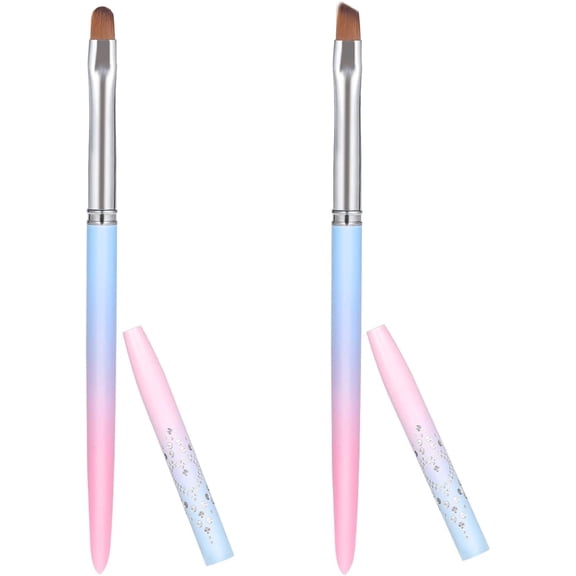 Nail Art Clean up Brushes,2 Pcs Topboutique Round & Angled Nail Brushes for Nail Art Design & Polish Mistake Cleaning, Finger Nail Cleaning Brushes for Nail Art and Designs