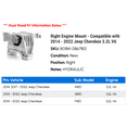 thumbnail image 2 of Right Engine Mount - Compatible with 2014 - 2022 Jeep Cherokee 3.2L V6 2015 2016 2017 2018 2019 2020 2021, 2 of 2