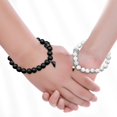 thumbnail image 4 of HHBEAUTY 2Pcs Natural Stone Beads Bracelet, Couples Matching Frosted Stone Bracelet for Women Men Best Friend Lovers Friendship Unisex Jewelry Gift, 4 of 6