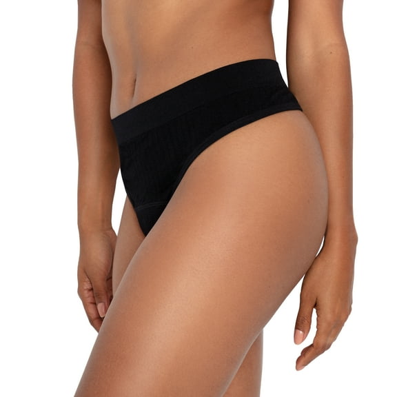 The Period Company. Sporty Stretch Thong, Period Underwear for Light Flows, Black, M