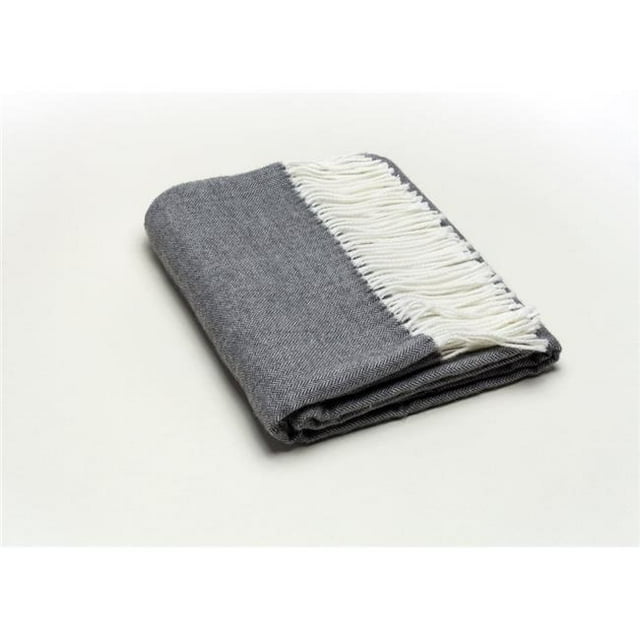 HomeRoots 475723 Couverture en Acrylique Gris Foncé à Chevrons
