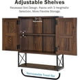 thumbnail image 6 of Farmhouse Medicine Cabinet with 2 Barn Door,Wood Wall Mounted Storage Cabinet with Adjustable Shelf and Towel Bar, 3-Tier Bathroom Cabinet for Bathroom, Living Room(Dark Walnut, Medium), 6 of 9