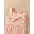 thumbnail image 4 of Coduop Toddler Baby Girl Ribbed Sleeveless Bow Suspender Romper Casual Summer Jumpsuit + Headband, 4 of 7
