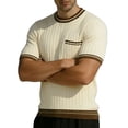 thumbnail image 2 of Ringer Tee Men Summer Fashion Ribbed Knit Crew Neck Short Sleeve Mens T-Shirts Casual Tops, 2 of 6