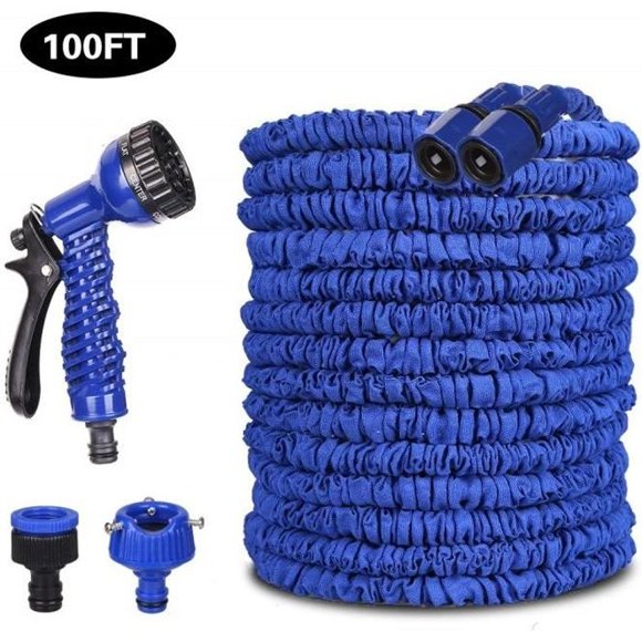 1pcs Garden Hose, 30m (100 ft) Flexible Hose, Retractable Watering Hose Expandable Water Hose with for Irrigation(blue)