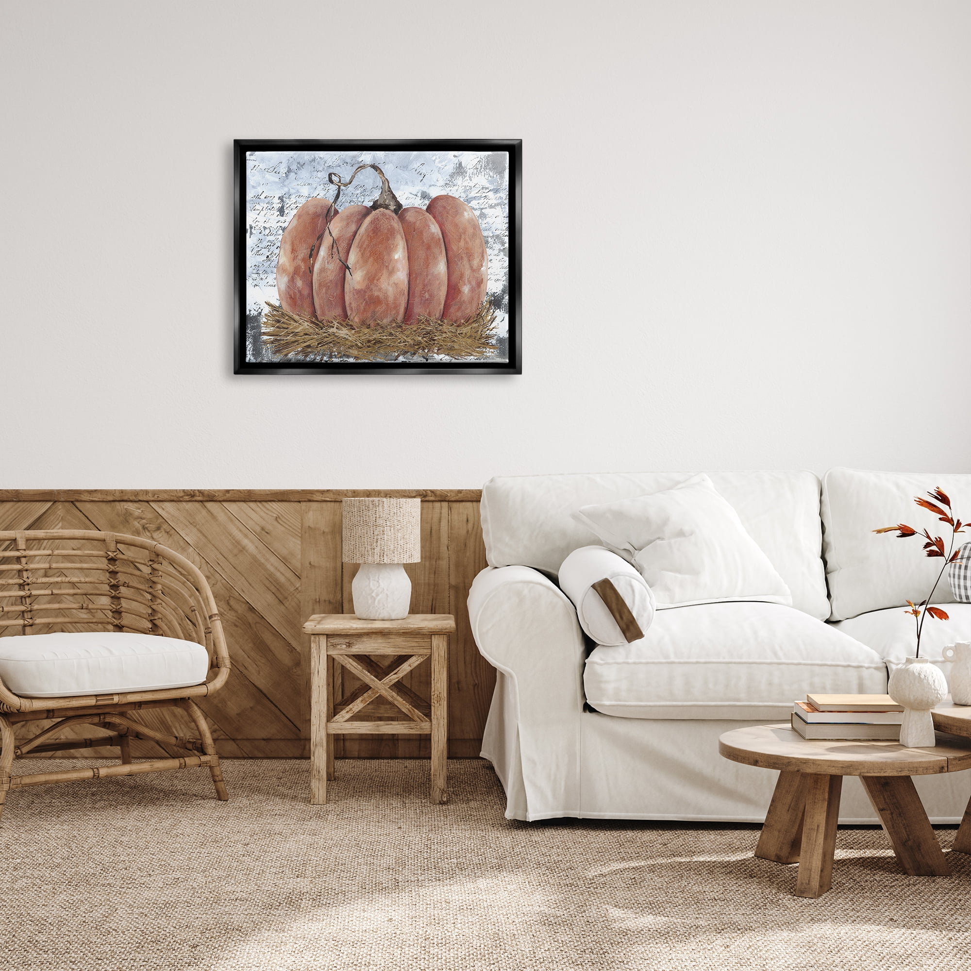Stupell Industries Abstract Pumpkin Collage Abstract Painting Black Floater Framed Art Print Wall Art, 31 x 25