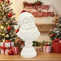 FYHALE Santa Head Bust Santa Claus Decor, White Santa Claus Head Statue for Christmas Tabletop Decoration, Santa Claus Bust Christmas Decoration for Tabletop Bookshelf Bedroom Office