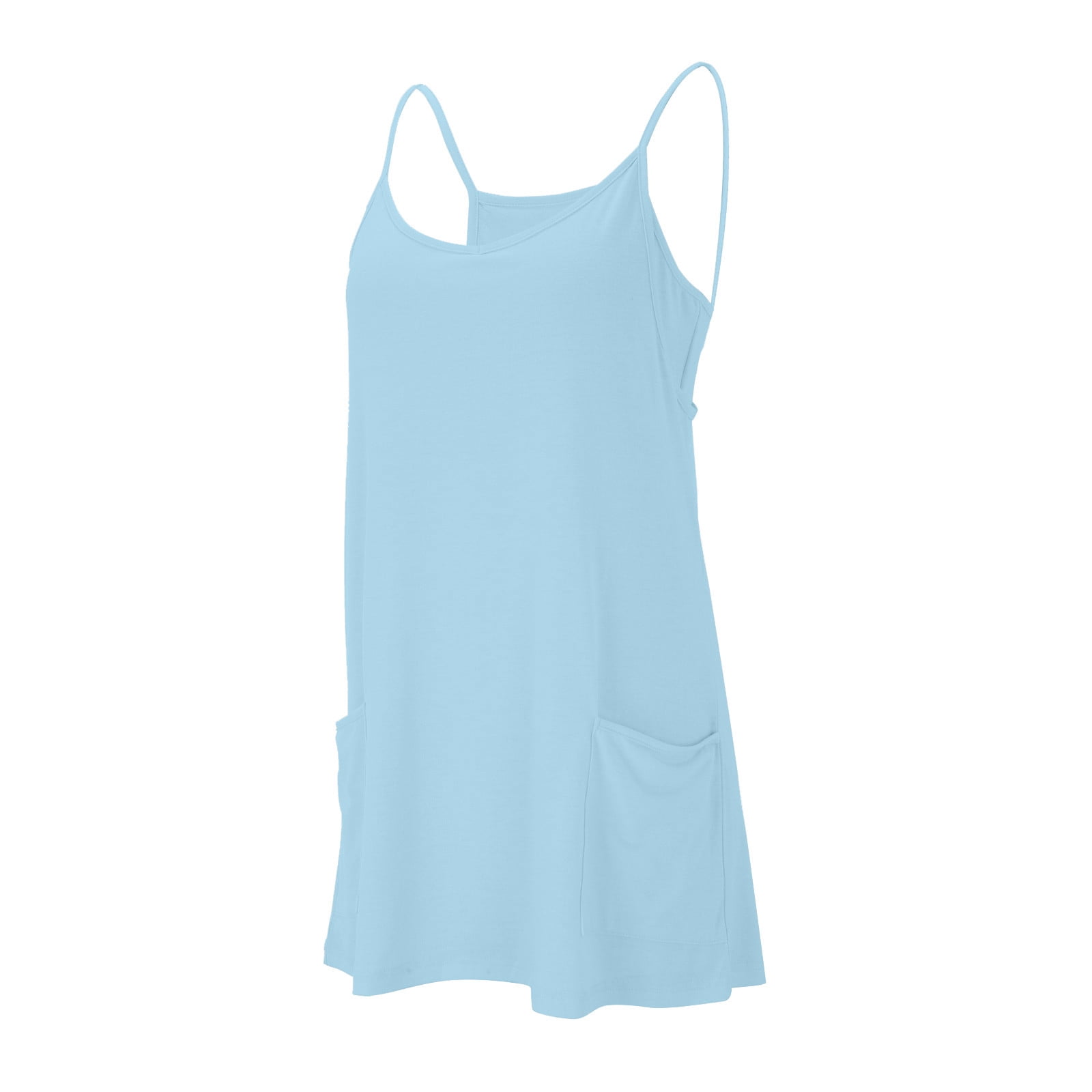 Hueook Summer Cami Strap Rompers for Women One Piece Jumpsuits Loose Fit Bodysuit Shorts Women's Summer Comfortable Casual Suspender Shorts Pocket Jumpsuit Shorts Blue M