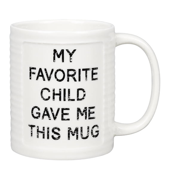 EPFamily 11oz White Funny Ceramic Coffee Mug for Mom & Dad, My Favorite Child Gave Me This Mug Novelty Tea Cup, Unique Birthday Father's Mother's Day Gift