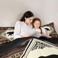 thumbnail image 4 of Manfei Brown Check Pine Full Size Comforter Sets,Retro Bear Grid Bedding Comforter Set,Black Reversible,3-Piece,1 Comforter and 2 Pillowcases, 4 of 7