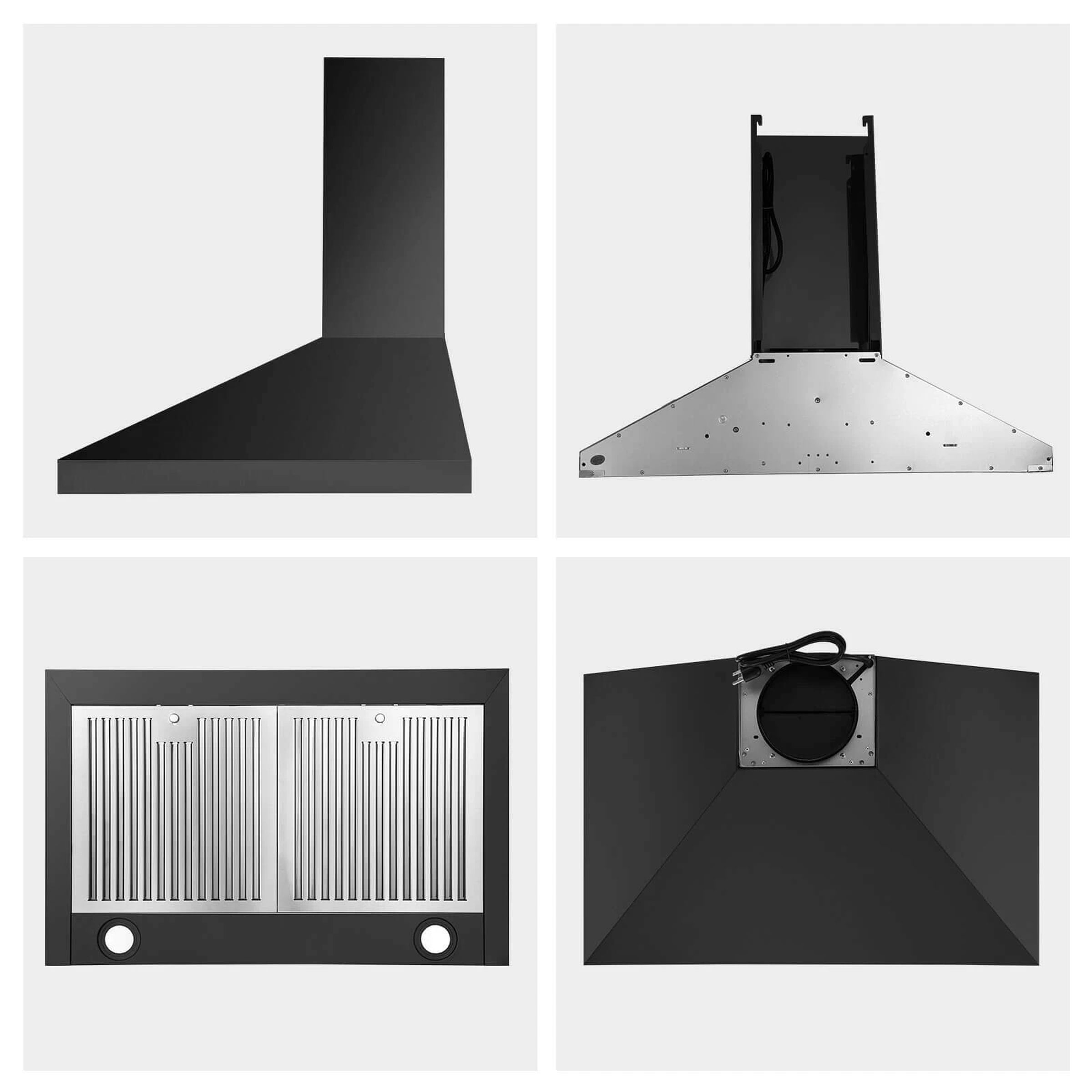 30in Wall Mount Range Hood 3-Speed Touch Control 350CFM Vented Black Easy Clean