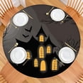 thumbnail image 2 of Round Halloween Tablecloth with Elastic Border for 52 Inch Table - Pumpkin themed Washable Fabric Kitchen Party Supplies, 2 of 6