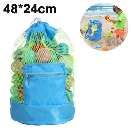 Mesh Beach Bag Large Tote Sand Beach Toy Bag Durable Backpack Swim and ...