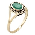 thumbnail image 2 of 10k Yellow Gold Vintage Style Genuine Oval Emerald Split Shank Ring, 2 of 5