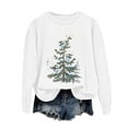 thumbnail image 6 of UngA Christmas Womens Sweatshirt Christmas Tree Graphic Long Sleeve Shirts Xmas Holiday Pullover Tops Blouse Women's Sweatshirts (White,L), 6 of 6