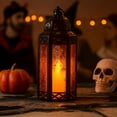 thumbnail image 3 of 3-Pack Moroccan Candle Lantern Holder - Decorative Lamp for Tabletop or Hanging Use, Indoor or Outdoor Porch Patio - Haloween, Ramadan, Weddings and Holidays, Medium, Amber/Orange, 3 of 10