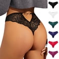 thumbnail image 3 of Lovskoo Seamless Cheeky Underwear for Women No Show Lace Panties Lace Ultra-Thin Breathable Metal Buckle Love Thong Panties Gift for Valentine's Day Green, 3 of 3