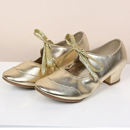 

Jacenvly 2024 New Lady Style Shallow Mouth Modern Dance Latin Dance Dance Shoe Low Soft Gold Sandals for Women Clearance