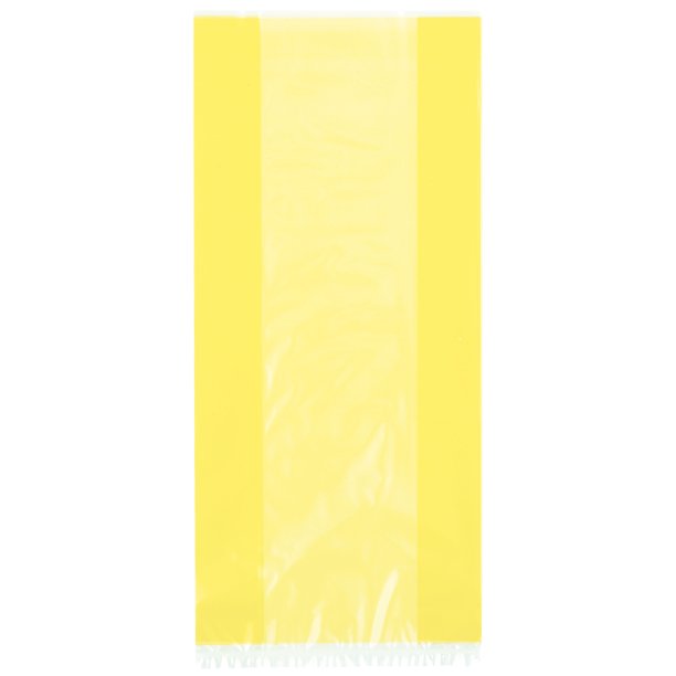 Plastic Cellophane Bags, 11 x 5 in, Yellow, 30ct
