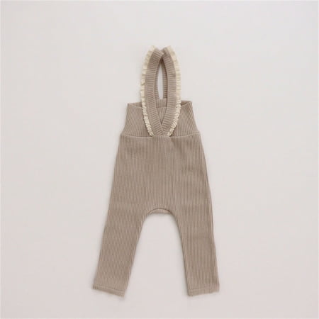 

nsendm Baby Girls Boys Cotton Summer Autumn Ribbed Long Pants Suspender Pants Toddler Sweat Pants Pants Khaki 6-12 Months