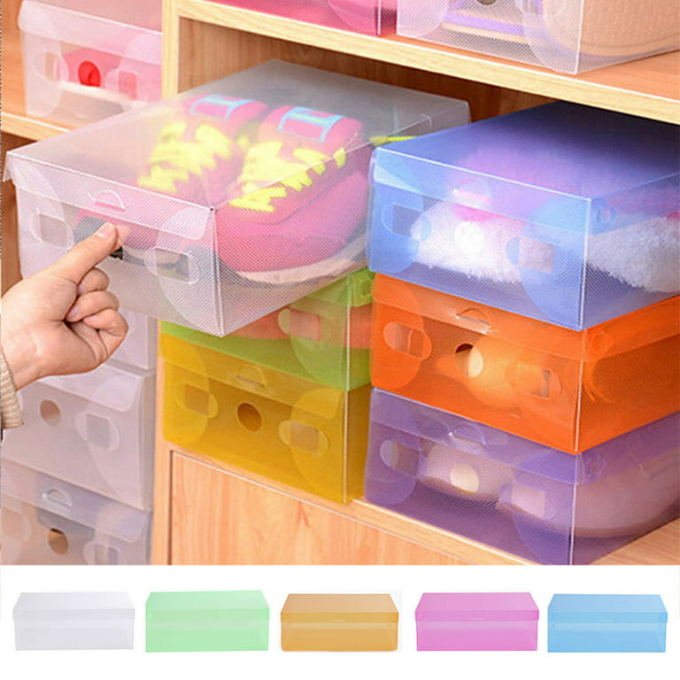 Dextrus 18Pcs Shoe Storage Set 14.1 x 10.9 x 8.2 Foldable Stackable  Sneaker Closet Organizer Clear Big High Quality ABS Container Box with Door