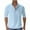 Sky Blue, variant on Ohufall Mens Cotton Linen Shirts Summer Solid Adjustable Long Sleeves Pocket Beach Shirt Fashionable Casual Pullover Button Stand-up Collar Tops for Men