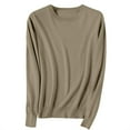 thumbnail image 5 of Difdany Women Long Sleeve Sweater Fall Winter Basic Casual Crewneck Sweaters 2024 Slim Fit Going Out Classic Pullover Tops Camel S, 5 of 6