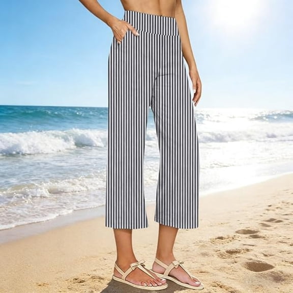 Favoffer Women Solid Cotton Linen Long Pants Button Front Waist Relaxed Fit Casual Trousers Breathable Bottoms with Side Pockets for Daily