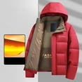 thumbnail image 2 of Men's Winter Warm Coat With Pocket Hood Removable Thickened Casual Style Jacket, 2 of 3