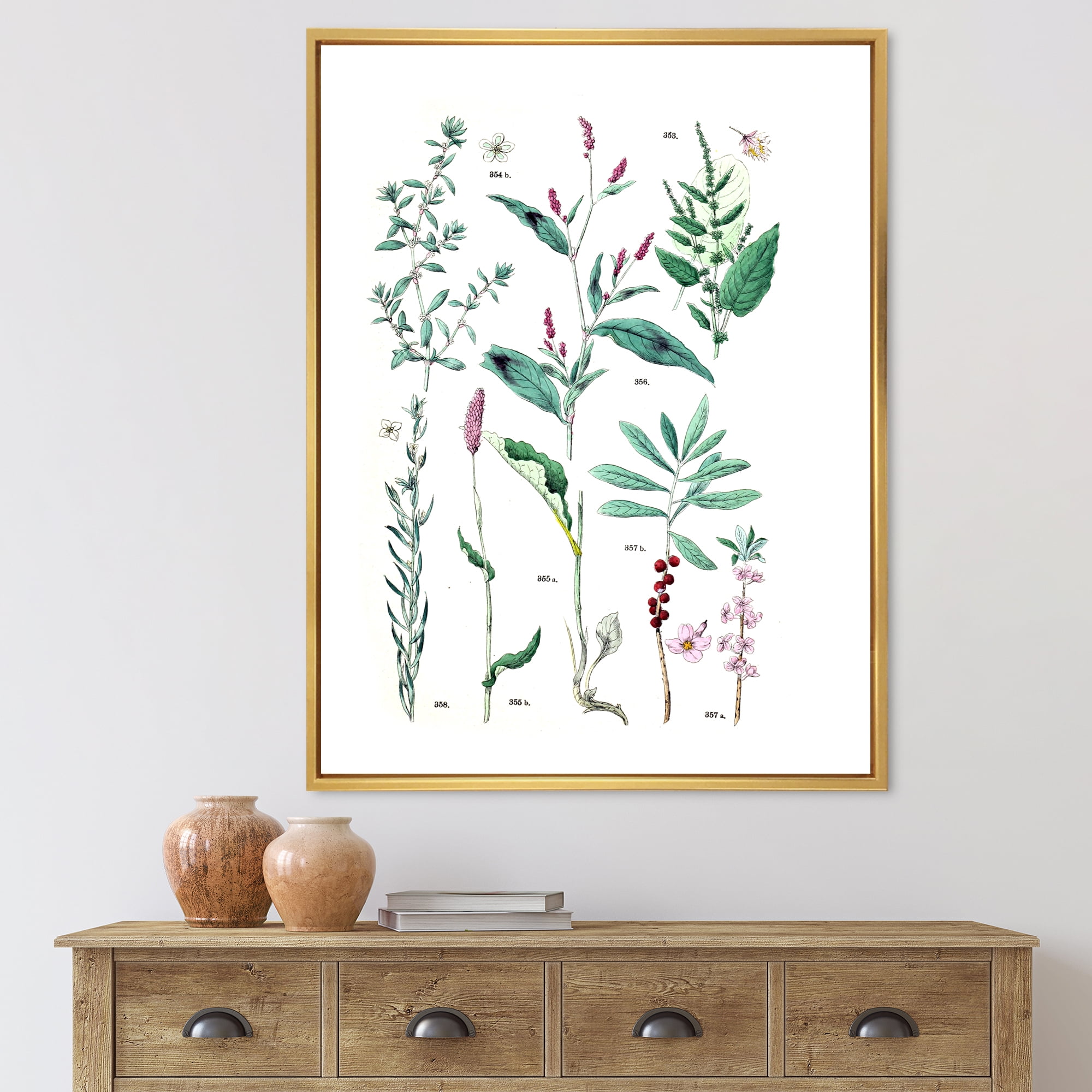 Designart 'Ancient Plants' Traditional Framed Canvas Wall Art Print