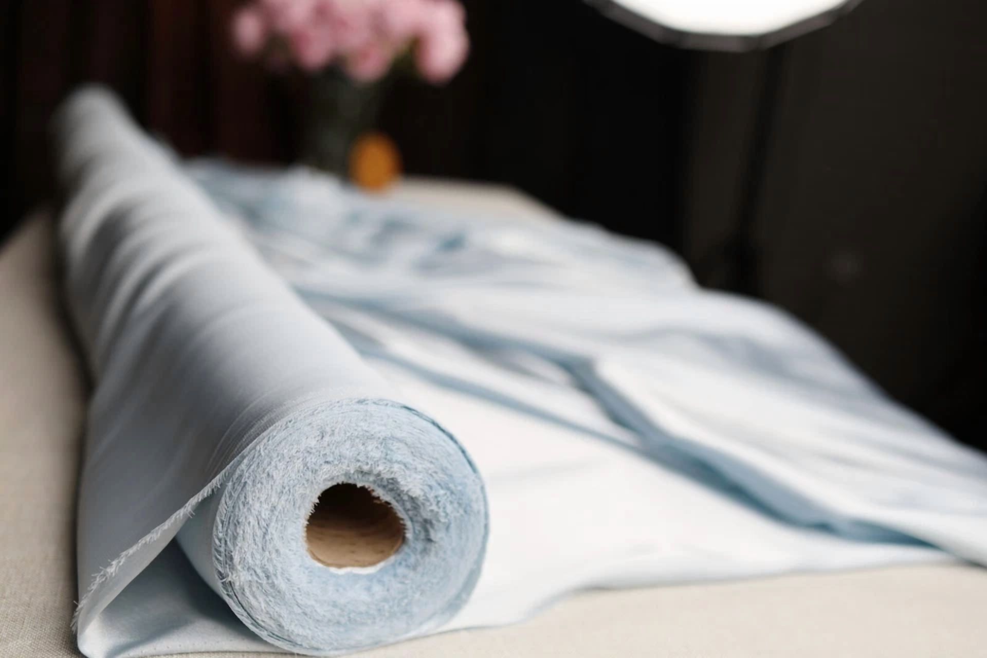 BUTTERFLY- Light Blue Satin Charmeuse Fabric By The Yard 306