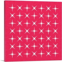 ARTCANVAS Mid-Century Modern Hot Pink Stars Canvas Art Print - Size: 18" x 18" (0.75" Deep)