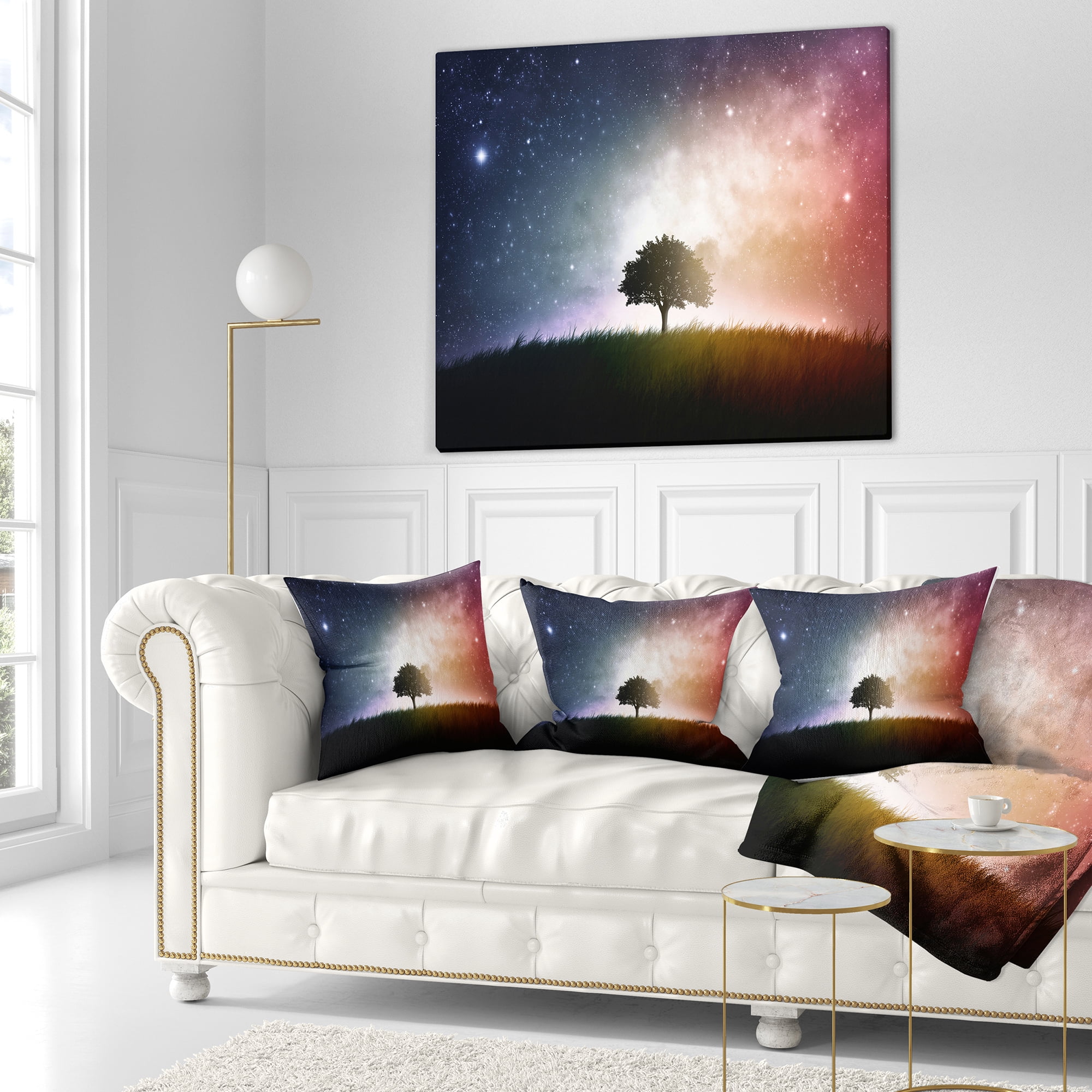 Designart Single Tree Space Background - Trees Throw Pillow - 18x18