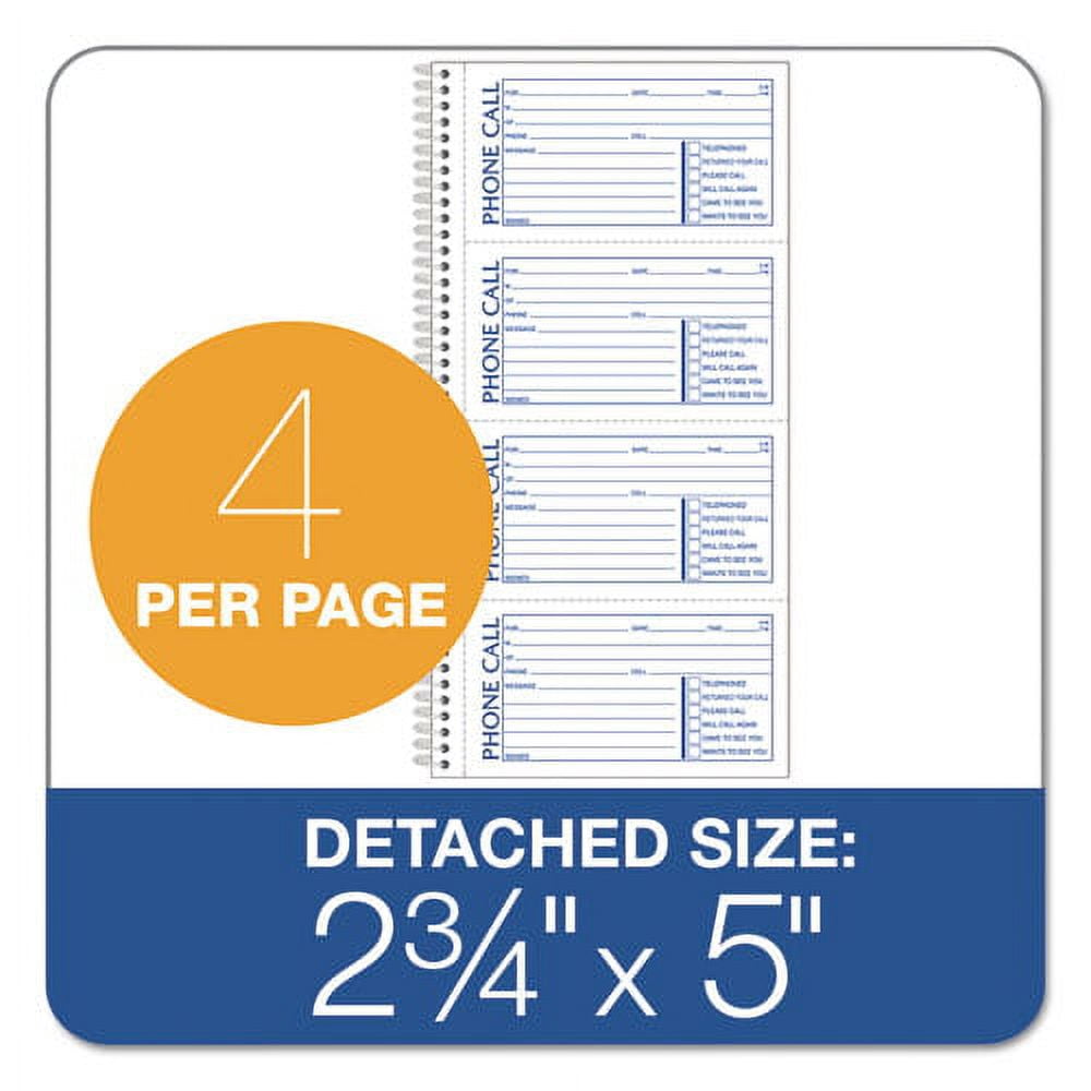 Second Nature Phone Call Book, Two-Part Carbonless, 2.75 X 5, 4/page, 400 Forms | Bundle of 5 Each