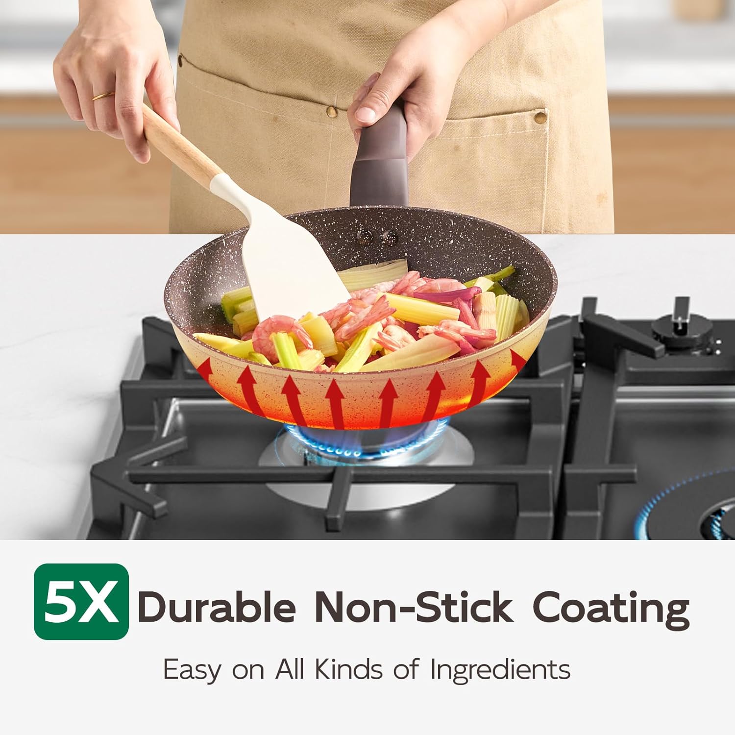 9.4" Ceramic Skillet | Non Stick Frying Pan with Stay-Cool Handle – PFOA-Free, Healthy & Safe Egg Pan