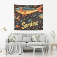 thumbnail image 2 of Yayeee Tapestry Wall Hanging for Bedroom 60" x 40" Living Room Home Wall Art Decor, Black Sardines Pattern, 2 of 7