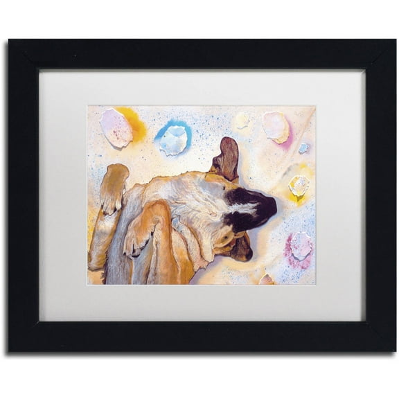 Trademark Fine Art "Dog Dreams" Canvas Art by Pat Saunders-White, White Matte, Black Frame