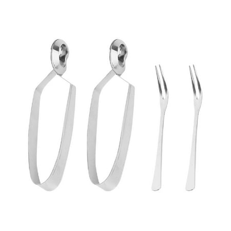 

4 Pcs Stainless Steel Set Eating Snail Fork Snail Utensils Cocktail Forks Escargot Serving Tongs Snail Tong Fork Set