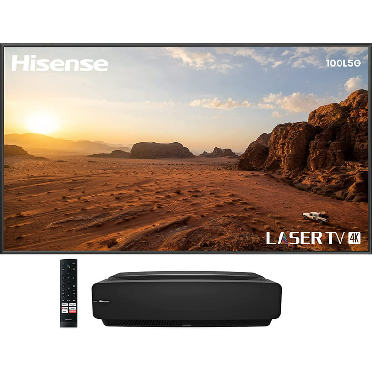 Hisense 100L5G 4K Ultra Short Throw Laser TV with 100-Inch ALR Screen, 2700 ANSI Lumens, Android TV, HDR10 with an 4 Year Coverage by Epic Protect (2022) - Walmart.com