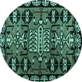 thumbnail image 1 of Ahgly Company Machine Washable Indoor Round Abstract Turquoise Blue Modern Area Rugs, 8' Round, 1 of 4