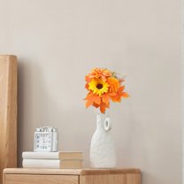 Fake Fall Flowers Verdsylv Artificial Orange Mum Flowers with Stems, Realistic Fall Floral Arrangement for Thanksgiving Table Centerpiece Home Decor, Autumn Theme, Autumn Artificial Faux Flowers, G