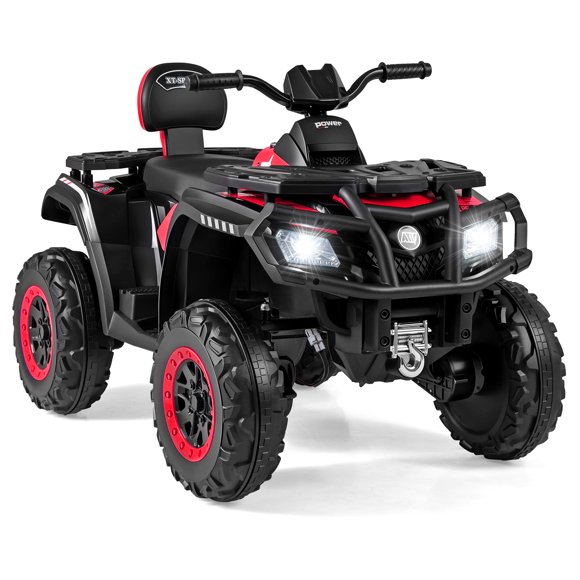 Gymax 24V 2-Seater 4-Wheeler Quad Electric Vehicle w/ 4 Motors Soft Start LED Lights Red