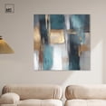 thumbnail image 2 of Art Remedy Abstract with Gold Canvas, 40" x 40", Gallery Wrapped, Reflections in Teal and Ochre I, 2 of 7