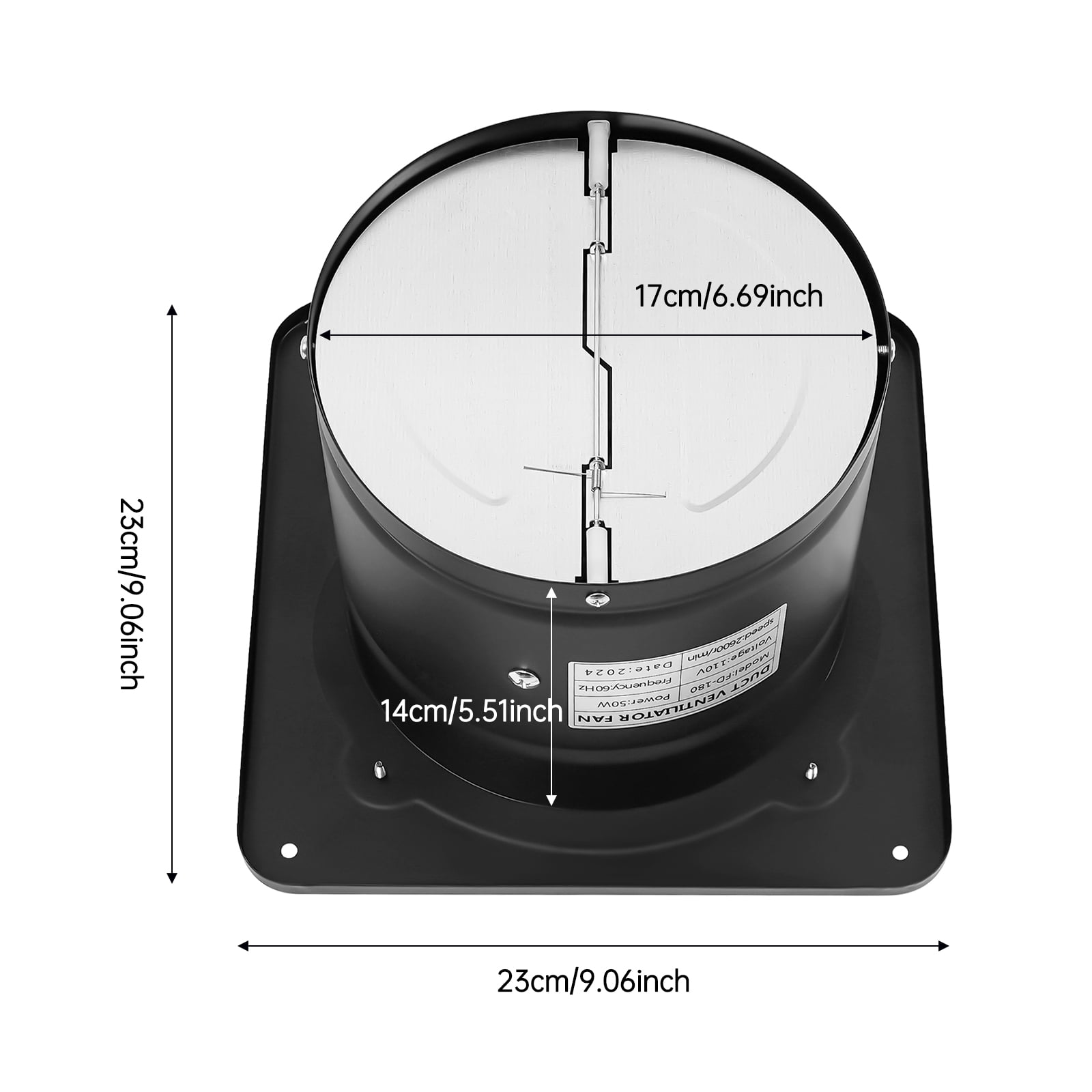 7" Super Quite Wall Exhaust Fan Bathroom Kitchen Garage Ventilation Vent Black