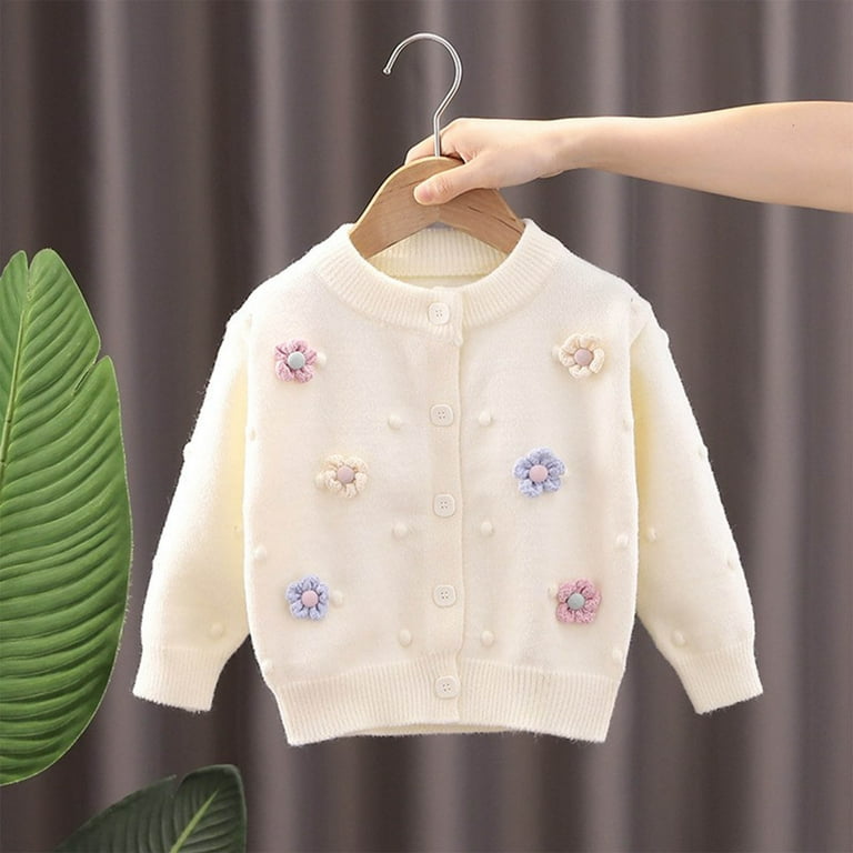 Flower Embroidery Solid Color Round Neck Sweaters Flower Embroidery Solid Color Round Neck Sweaters