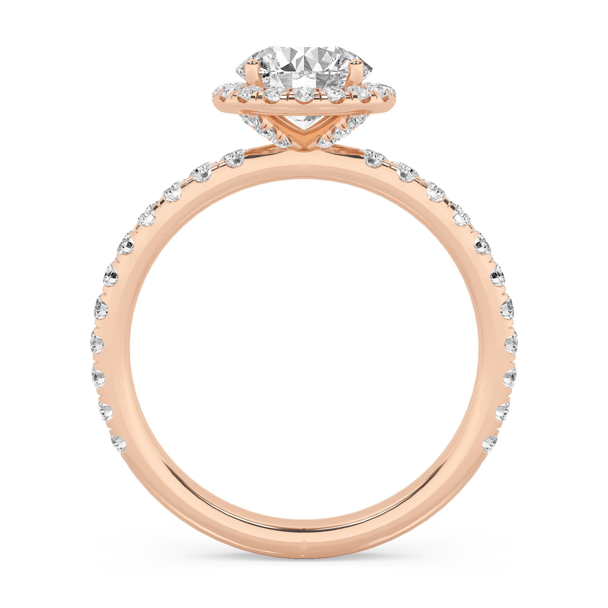AFFY Round Halo Engagement Rings For Women, 1.50 Carat (ctw) Lab Created Moissanite Promise Rings For Her In 10k Solid Rose Gold | VVS1 Quality Ring Size-10