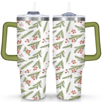 Leaves 40 Oz Tumbler with Handle Lid and Straw Stainless Steel Double Walled Vacuum Insulated Cup Merry Christmas Gifts Tumbler for Women Men Friends Outdoor Indoor