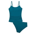 thumbnail image 4 of XINXIAOO Girls Spaghetti Strap Tankini Two Piece Swimsuit Side Drawstring Solid Quick Dry Bathing Suit Summer Swimwear for Kids Girls 15-16 Years, 4 of 6