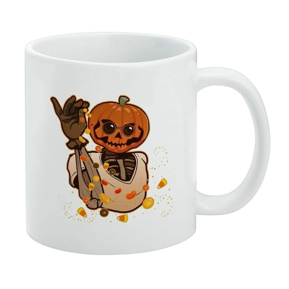Jack O Lantern Halloween Candy Sugar Salt Bae Pumpkin White Mug