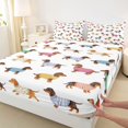 thumbnail image 4 of Homewish Cute Dachshund Bed Sheets,Cartoon Pet Dog Full Size Sheets,White,4pcs,1 Flat Sheet, 1 Fitted Sheet and 2 Pillowcases, 4 of 6